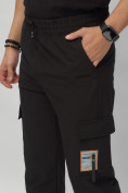 Оптом Брюки джоггеры спортивные с карманами мужские черного цвета 3075Ch в Екатеринбурге, фото 11