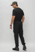 Оптом Брюки джоггеры спортивные с карманами мужские черного цвета 3075Ch в Екатеринбурге, фото 4
