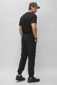 Оптом Брюки джоггеры спортивные с карманами мужские черного цвета 3075Ch в Казани, фото 5