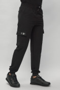 Оптом Брюки джоггеры спортивные с карманами мужские черного цвета 3075Ch в Екатеринбурге, фото 9