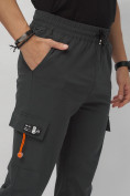 Оптом Брюки джоггеры спортивные с карманами мужские темно-серого цвета 3075TC, фото 15