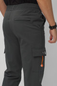 Оптом Брюки джоггеры спортивные с карманами мужские темно-серого цвета 3075TC, фото 16