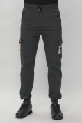 Оптом Брюки джоггеры спортивные с карманами мужские темно-серого цвета 3075TC, фото 7