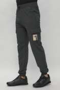 Оптом Брюки джоггеры спортивные с карманами мужские темно-серого цвета 3075TC, фото 8
