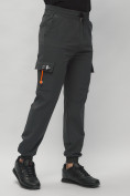 Оптом Брюки джоггеры спортивные с карманами мужские темно-серого цвета 3075TC, фото 9