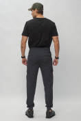 Оптом Брюки джоггеры спортивные с карманами мужские темно-синего цвета 3075TS, фото 4