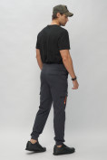 Оптом Брюки джоггеры спортивные с карманами мужские темно-синего цвета 3075TS, фото 5