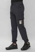 Оптом Брюки джоггеры спортивные с карманами мужские темно-синего цвета 3075TS, фото 7