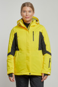 Оптом Горнолыжная куртка женская зимняя желтого цвета 3105J в Екатеринбурге