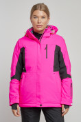Оптом Горнолыжная куртка женская зимняя розового цвета 3105R в Екатеринбурге