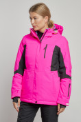 Оптом Горнолыжная куртка женская зимняя розового цвета 3105R в Екатеринбурге, фото 5