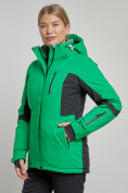Оптом Горнолыжная куртка женская зимняя зеленого цвета 3105Z в Екатеринбурге, фото 3