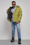 Оптом Куртка спортивная болоньевая мужская зимняя с капюшоном зеленого цвета 3111Z, фото 14