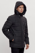 Оптом Куртка классическая с мехом мужская черного цвета 3166Ch, фото 10