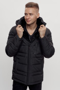 Оптом Куртка классическая с мехом мужская черного цвета 3166Ch, фото 11