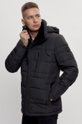 Оптом Куртка классическая с мехом мужская черного цвета 3166Ch, фото 13