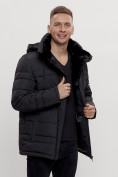 Оптом Куртка классическая с мехом мужская черного цвета 3166Ch в Екатеринбурге, фото 3