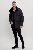Оптом Куртка классическая с мехом мужская черного цвета 3166Ch в Екатеринбурге, фото 4