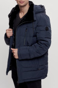 Оптом Куртка классическая с мехом мужская темно-синего цвета 3166TS, фото 13