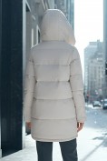 Оптом Куртка зимняя женская с капюшоном модная бежевого цвета 3193B, фото 3