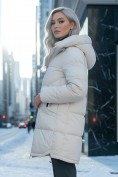 Оптом Куртка зимняя женская с капюшоном модная бежевого цвета 3193B, фото 2