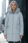 Оптом Куртка зимняя женская с капюшоном модная голубого цвета 3193Gl, фото 2