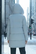 Оптом Куртка зимняя женская с капюшоном модная голубого цвета 3193Gl, фото 3