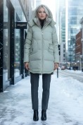 Оптом Куртка зимняя женская с капюшоном модная салатового цвета 3193Sl, фото 4