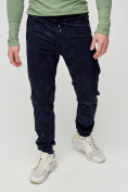 Оптом Трикотажные брюки мужские темно-синего цвета 3201TS, фото 6