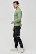Оптом Трикотажные брюки мужские черного цвета 3201Ch в Екатеринбурге, фото 3