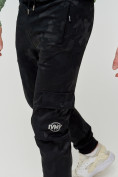 Оптом Трикотажные брюки мужские черного цвета 3201Ch, фото 6