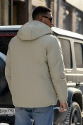 Оптом Куртка спортивная мужская зимняя с капюшоном бежевого цвета 3222B, фото 2