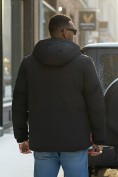 Оптом Куртка спортивная мужская зимняя с капюшоном черного цвета 3222Ch, фото 3