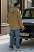 Оптом Куртка спортивная мужская зимняя с капюшоном горчичного цвета 3222G, фото 5