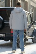 Оптом Куртка спортивная мужская зимняя с капюшоном светло-серого цвета 3222SS, фото 5
