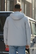 Оптом Куртка спортивная мужская зимняя с капюшоном светло-серого цвета 3222SS, фото 3