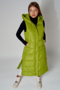 Оптом Жилет женский утепленный с капюшоном зеленого цвета 3305Z в Казани, фото 15