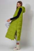 Оптом Жилет женский утепленный с капюшоном зеленого цвета 3305Z в Казани, фото 6