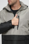 Оптом Куртка-анорак спортивная мужская бежевого цвета 3307B в Казани, фото 11