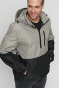 Оптом Куртка-анорак спортивная мужская бежевого цвета 3307B в Казани, фото 8
