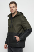 Оптом Куртка-анорак спортивная мужская цвета хаки 3307Kh, фото 7