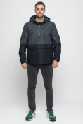 Оптом Куртка-анорак спортивная мужская темно-серого цвета 3307TC в Казани