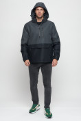 Оптом Куртка-анорак спортивная мужская темно-серого цвета 3307TC в Казани, фото 4