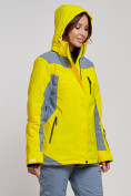 Оптом Горнолыжная куртка женская зимняя желтого цвета 3310J в Екатеринбурге, фото 5
