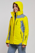 Оптом Горнолыжная куртка женская зимняя желтого цвета 3310J в Екатеринбурге, фото 6