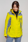 Оптом Горнолыжная куртка женская зимняя желтого цвета 3310J в Екатеринбурге, фото 7