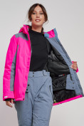 Оптом Горнолыжная куртка женская зимняя розового цвета 3310R в Екатеринбурге, фото 12