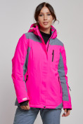 Оптом Горнолыжная куртка женская зимняя розового цвета 3310R в Екатеринбурге, фото 4