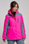 Оптом Горнолыжная куртка женская зимняя розового цвета 3310R в Екатеринбурге, фото 6