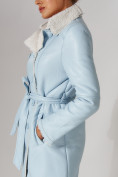 Оптом Дубленка женская зимняя длинная из овчины голубого цвета 3317Gl в Екатеринбурге, фото 15